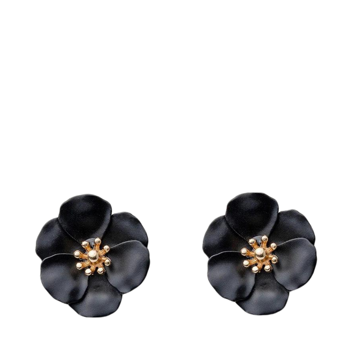 Flower Small Earrings Pearl Black - Black