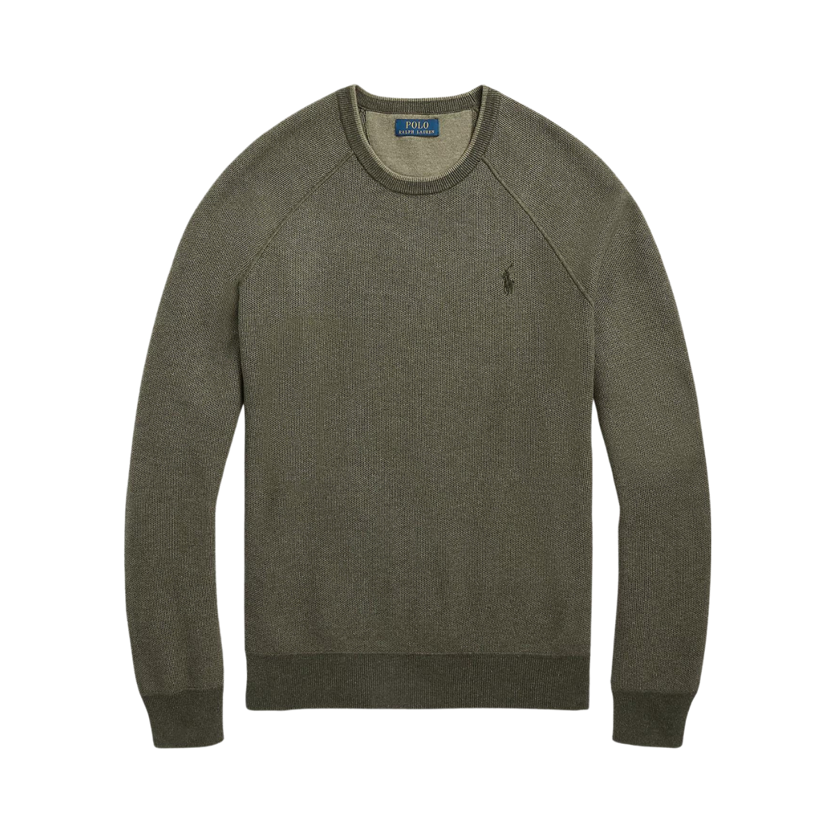 Textured Cotton Crewneck Jumper - Green