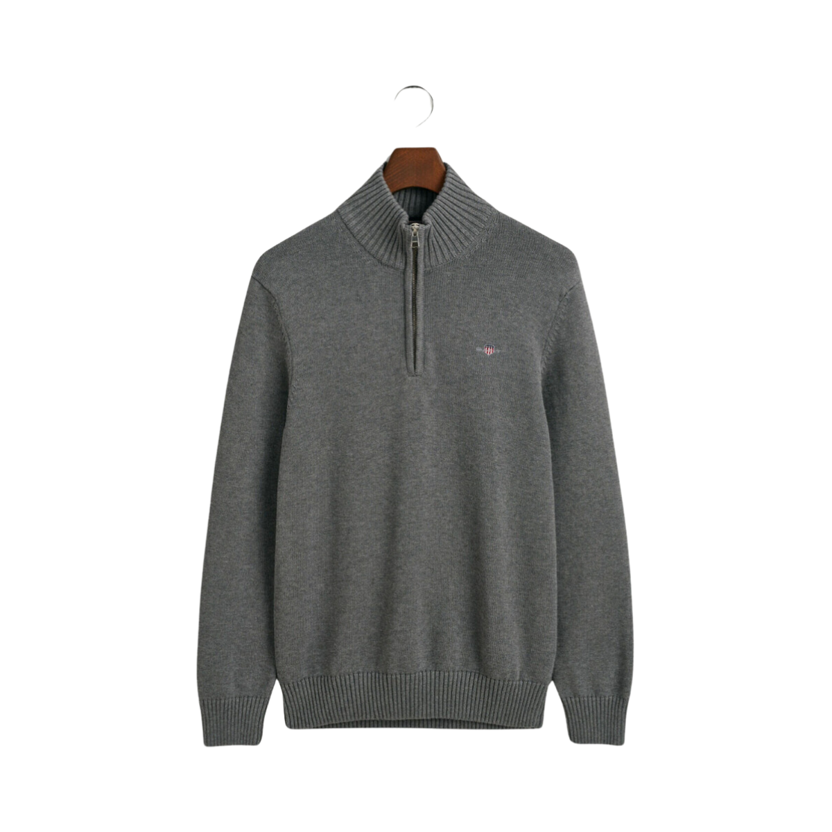 Casual Cotton Halfzip - Dark Grey Melange