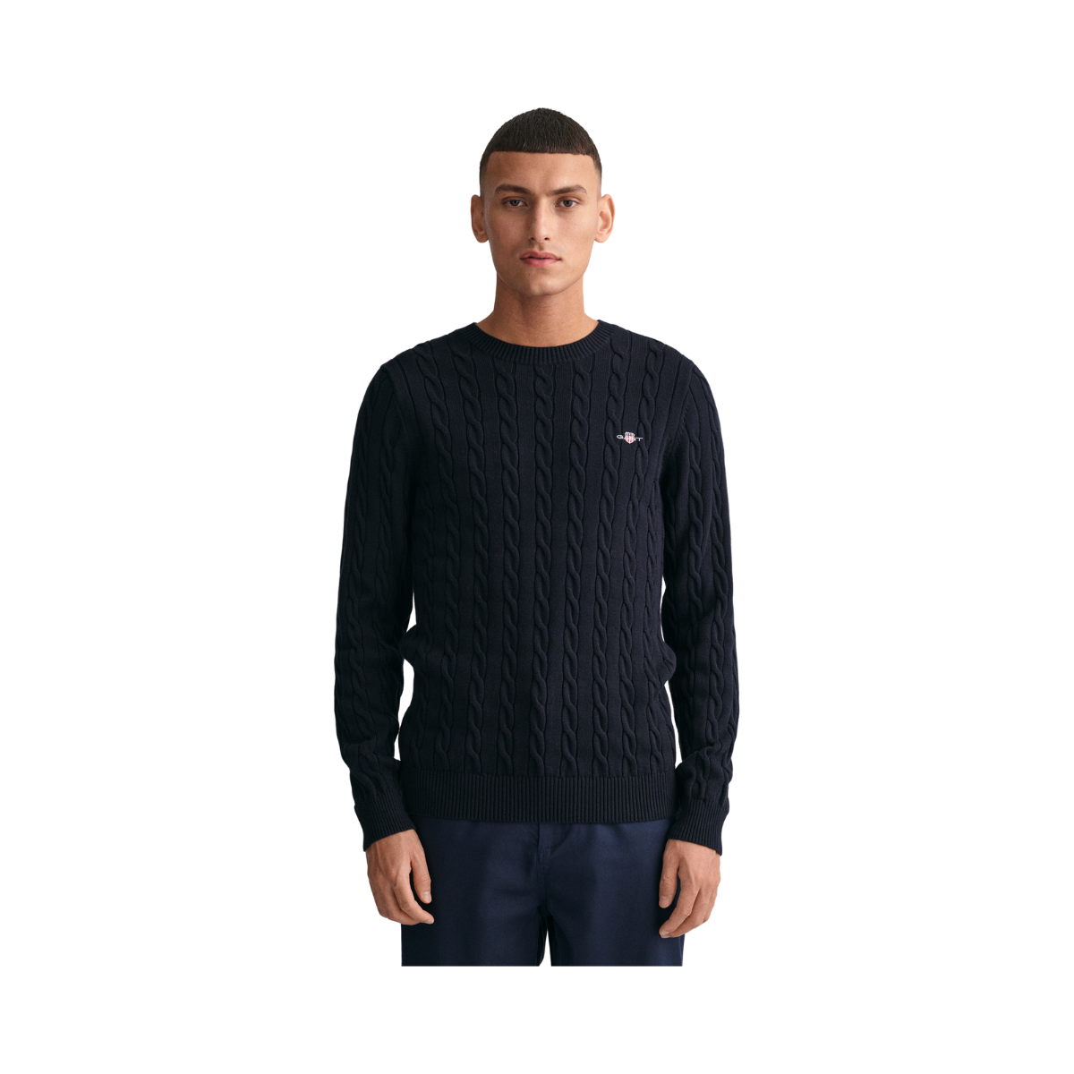 Cotton Cable C-Neck - Evening Blue