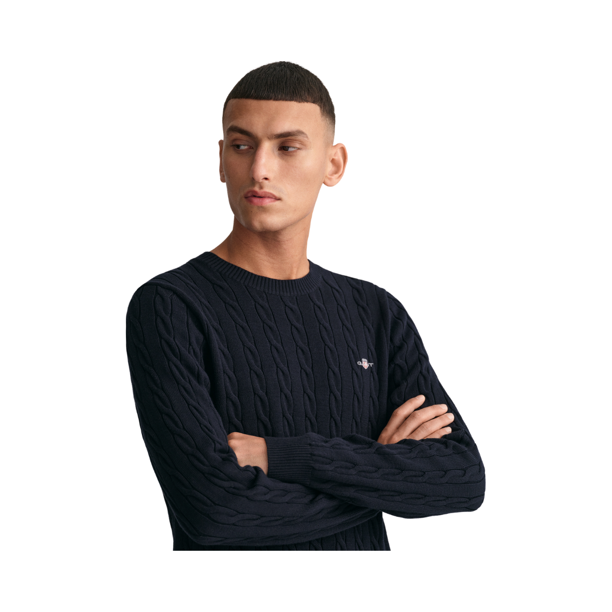 Cotton Cable C-Neck - Evening Blue