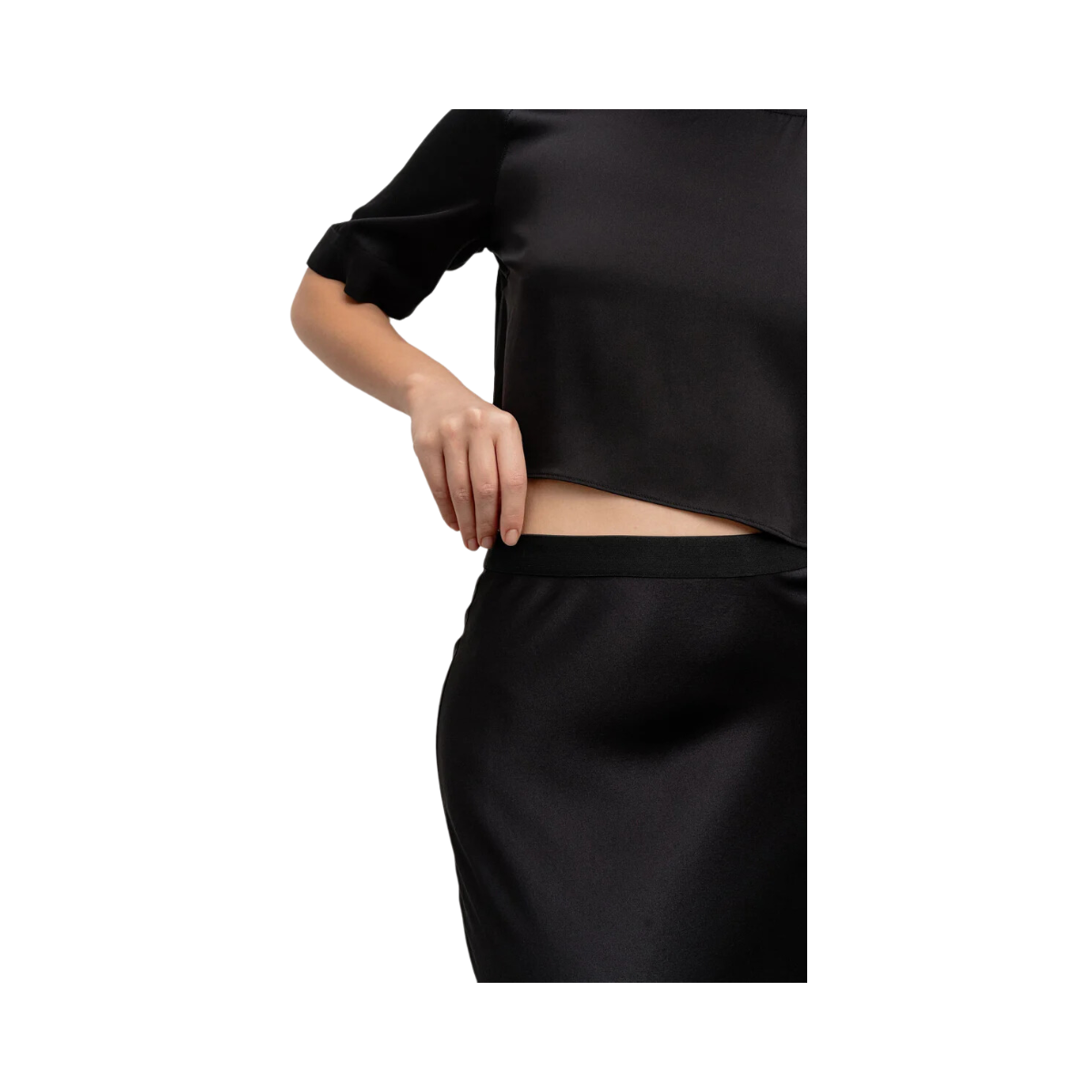Hana Satin Skirt - Black