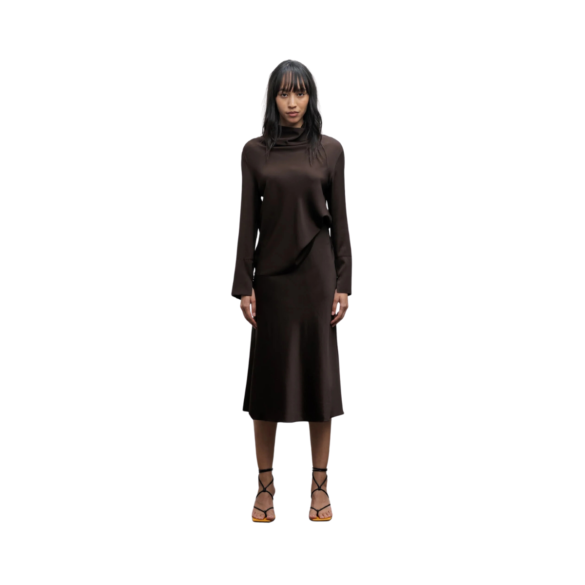 Hana Satin Skirt - Dark Brown