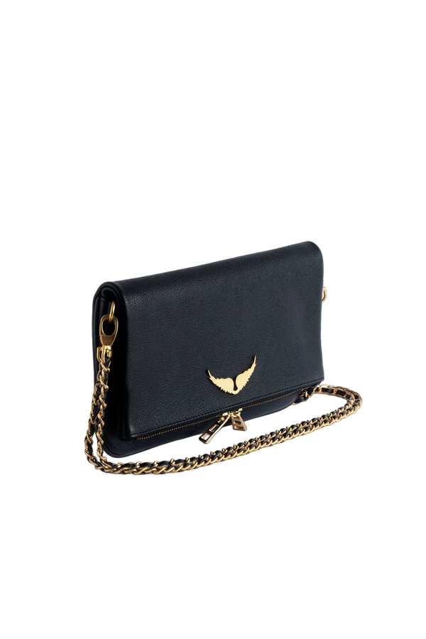 Rock Grained Leather Bag - Navy