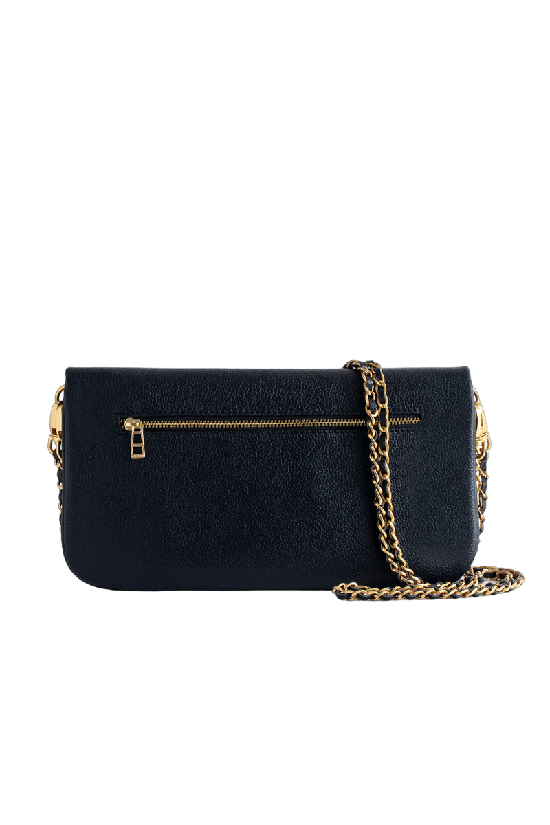 Rock Grained Leather Bag - Navy