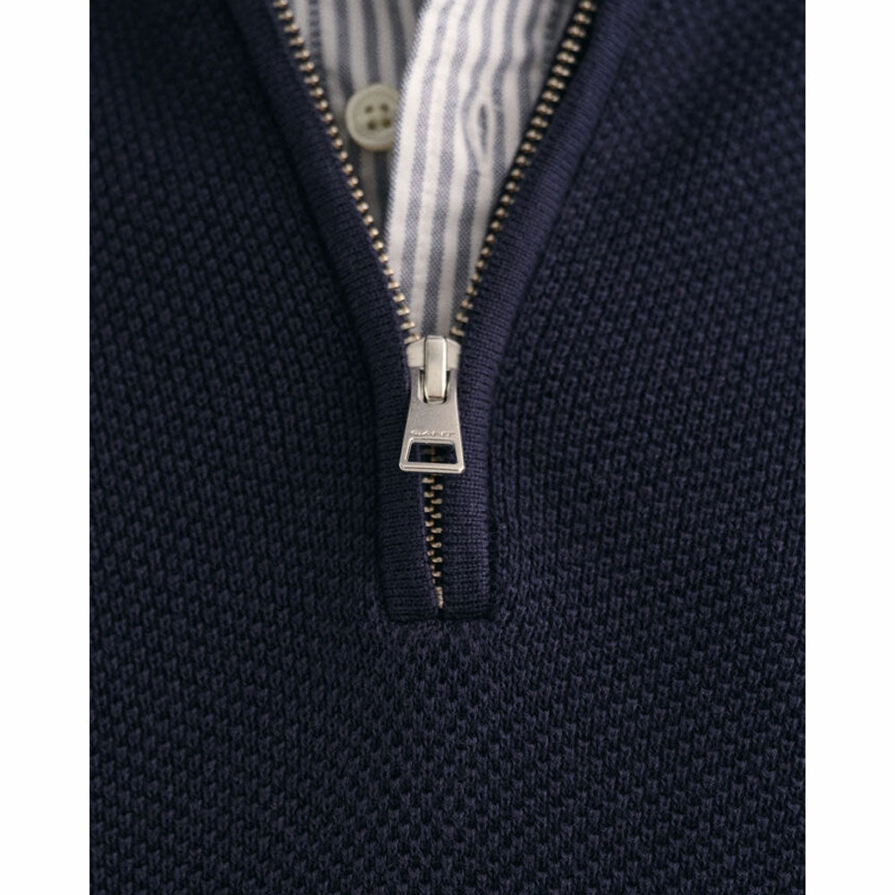 Cotton Pique Half Zip - Evening Blue