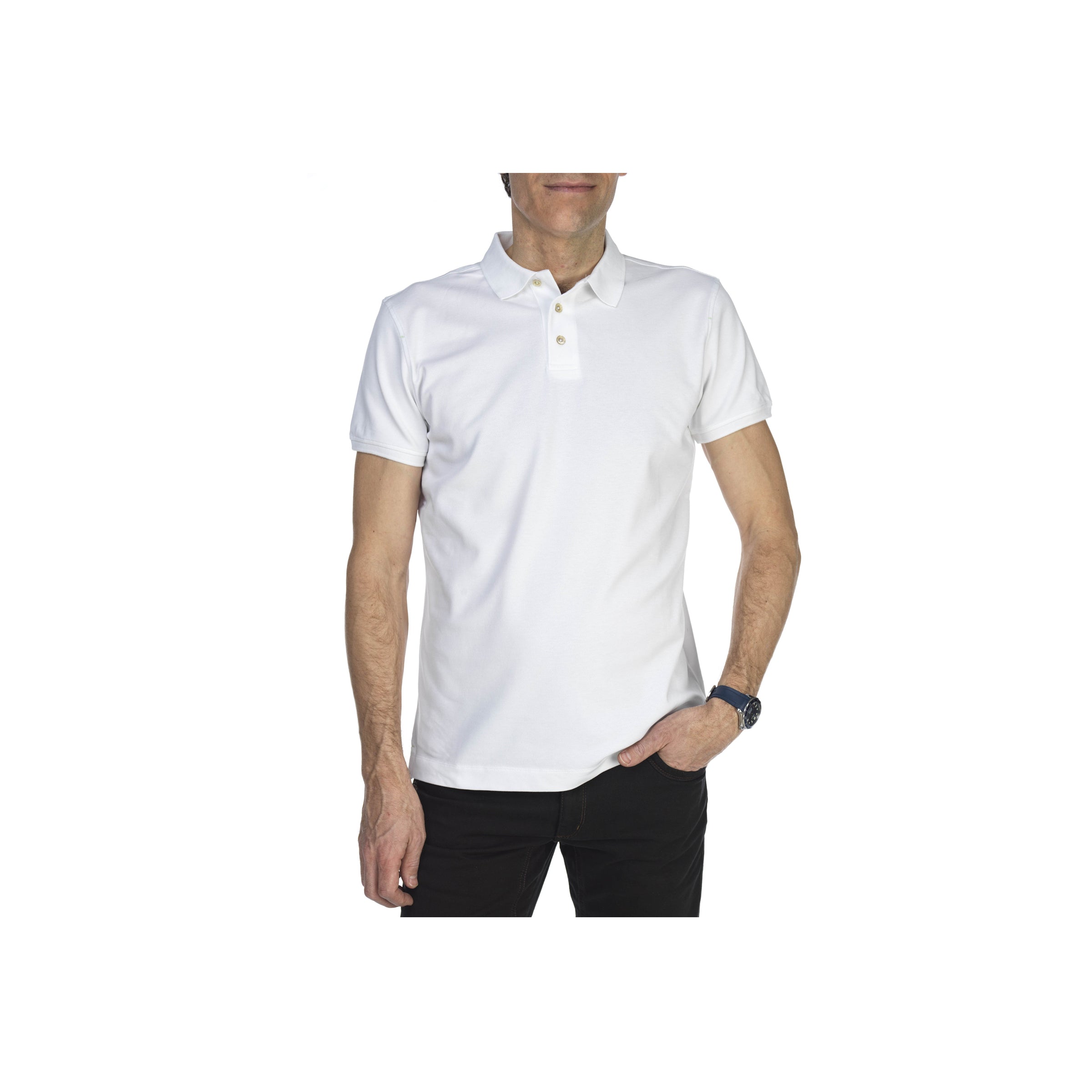 Pique Stretch Polo - White