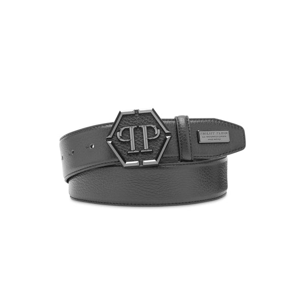 Leather Belt Hexagon - Black