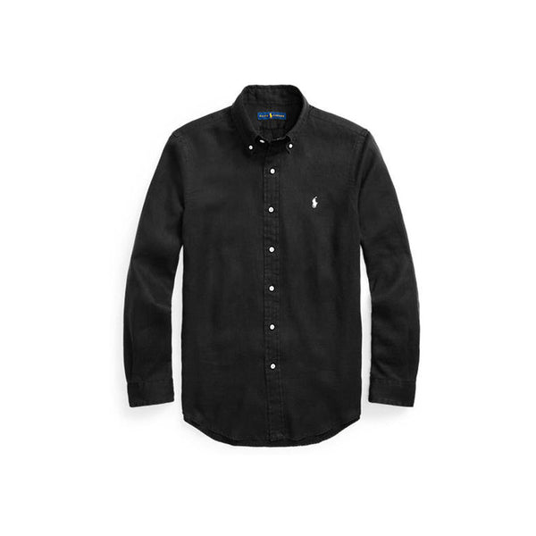 Slim Fit Linen Shirt - Black