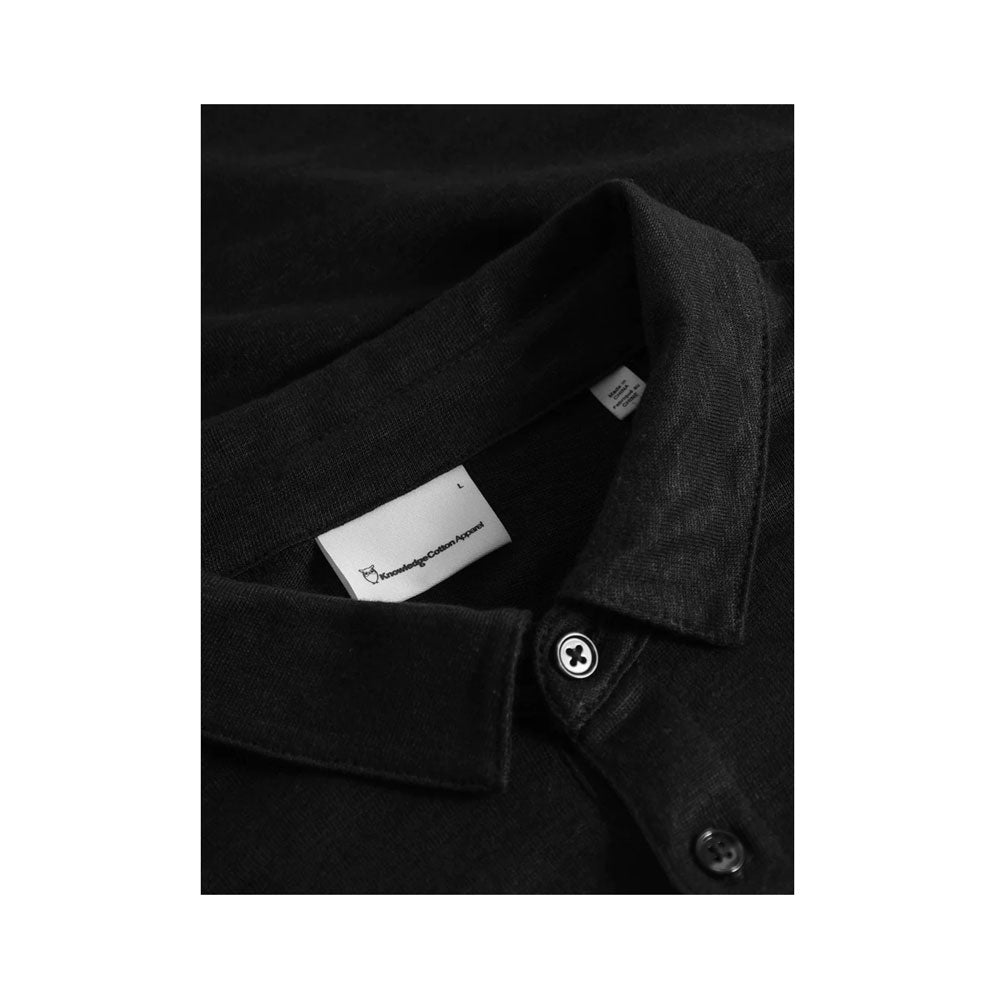 Linen polo - Black