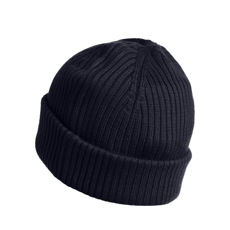 Rib Hat Knitted Beanie - Navy