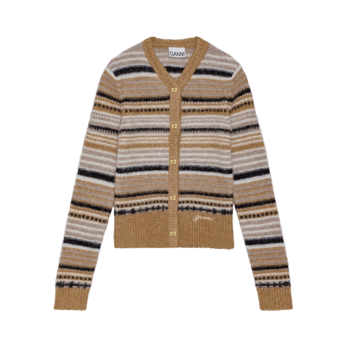 Soft wool stripe cardigan - 177 Tiger´s Eye