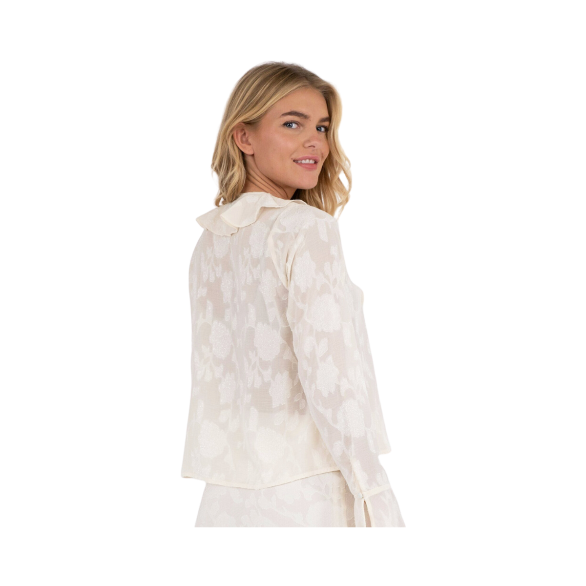 Anika Burnout Blouse - White