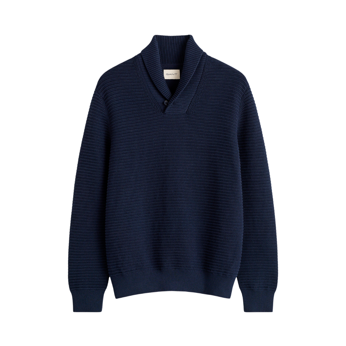 Textured Shawl Collar Sweater - Evening Blue