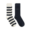 2 Pack - Barstripe And Solid Socks - Cream