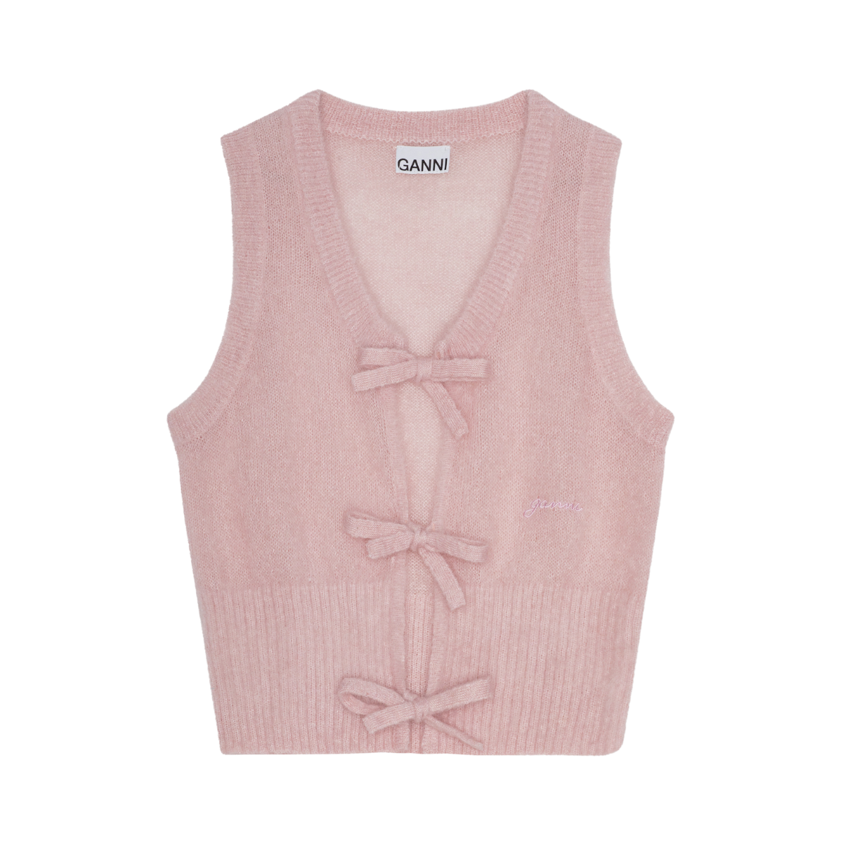 Light mohair tie string vest - 395 Lilac Sachet