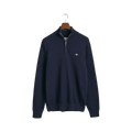 Micro Textured Cotton Half-Zip Sweater - Navy