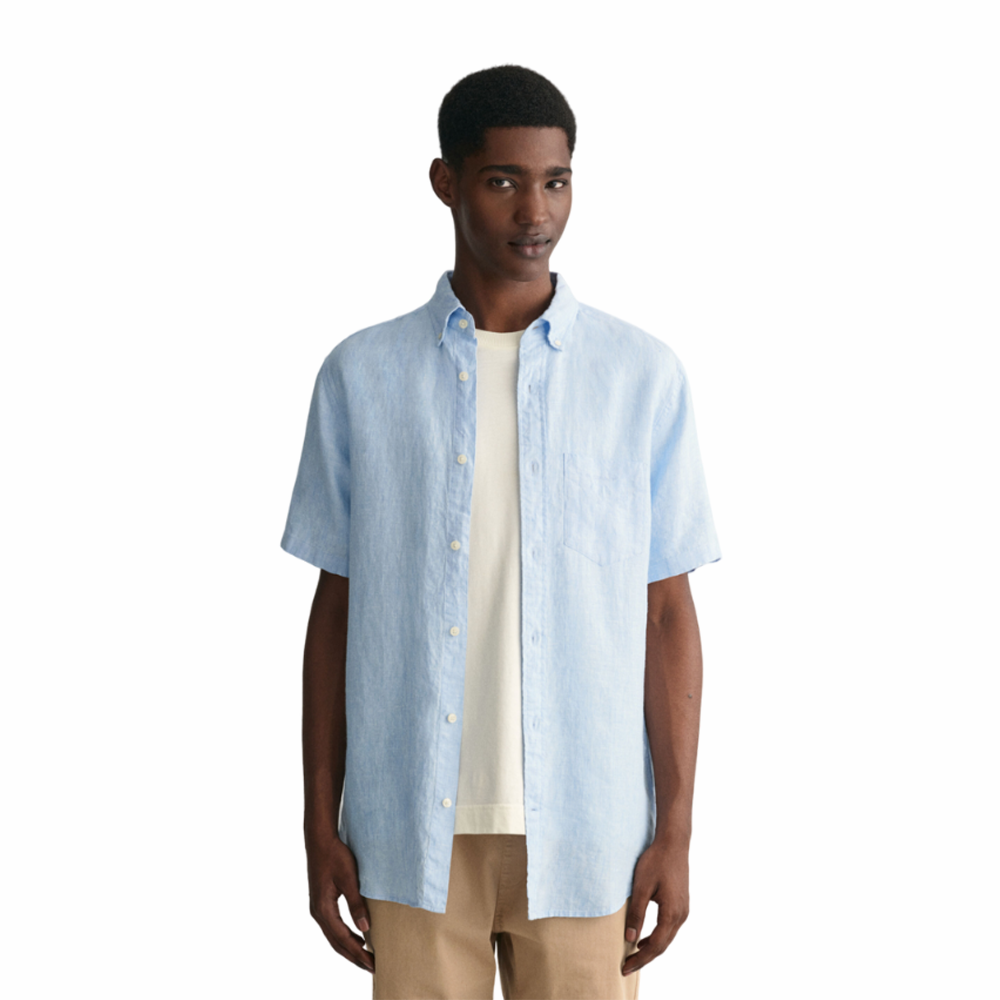 Regular Linen SS Shirt - 468 Capri Blue