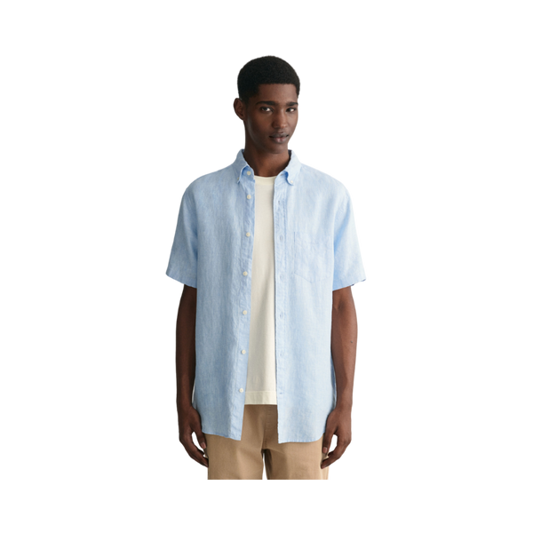 Regular Linen SS Shirt - 468 Capri Blue