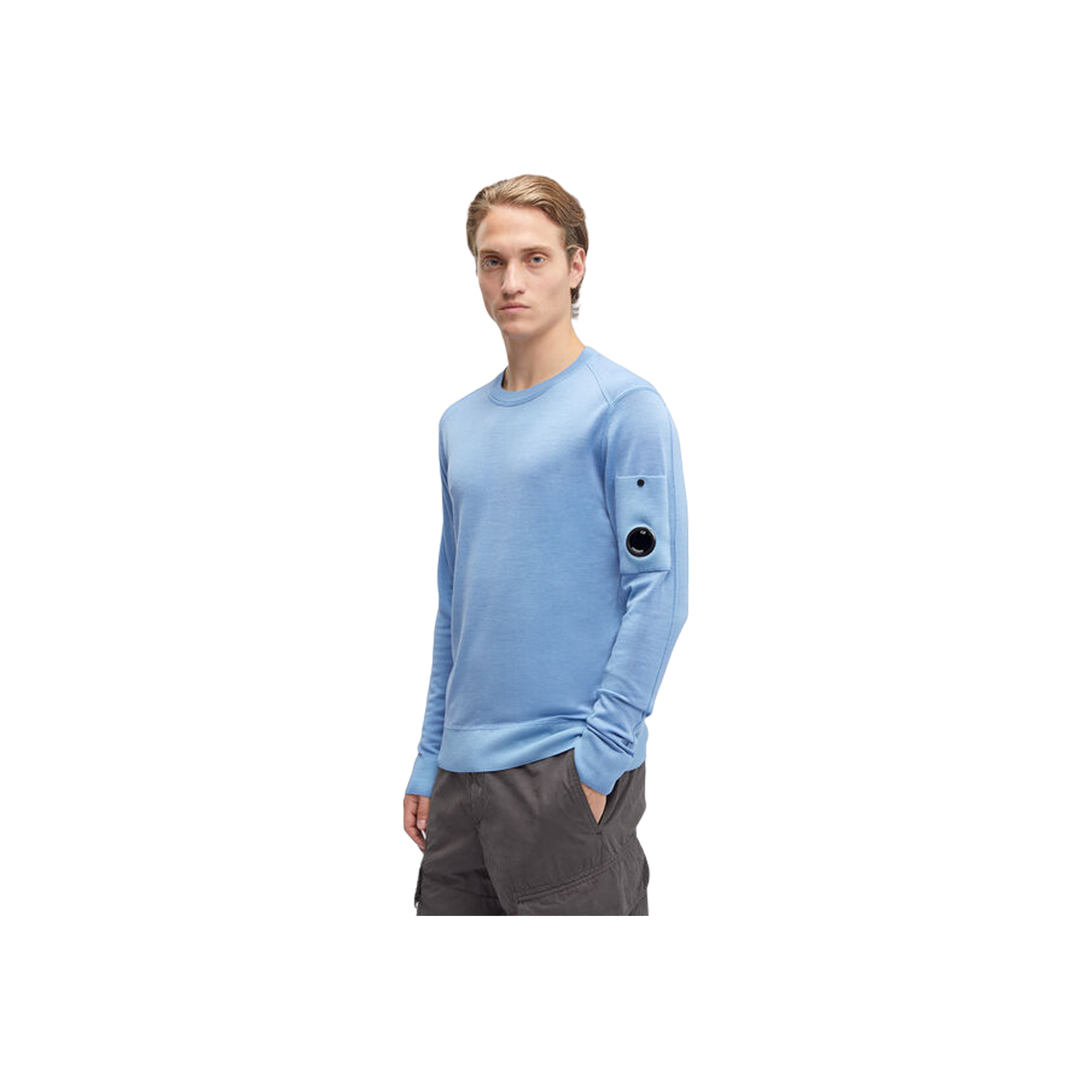 Merino Wool Plain Jumper - Blue