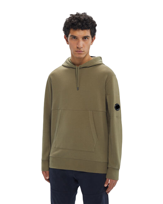 Diagonal Raised Fleece Hoodie - Green