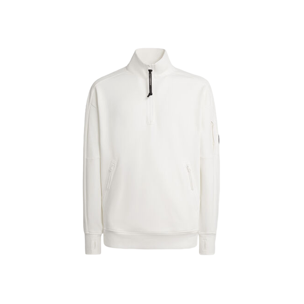 Diagonal Raised Fleece Stand Collar Sweatshirt - White