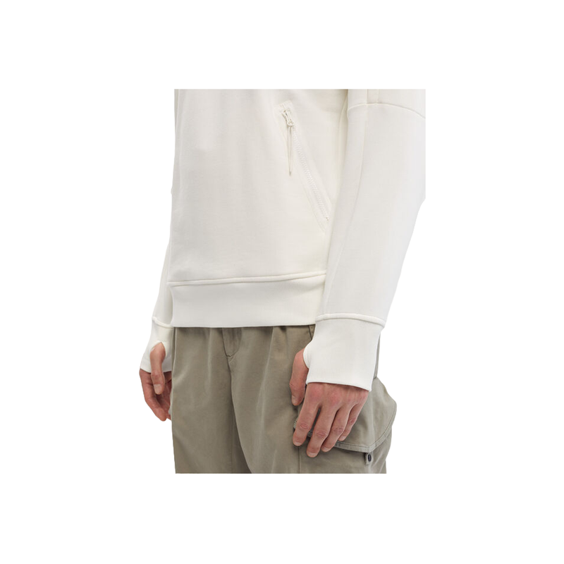 Diagonal Raised Fleece Stand Collar Sweatshirt - White