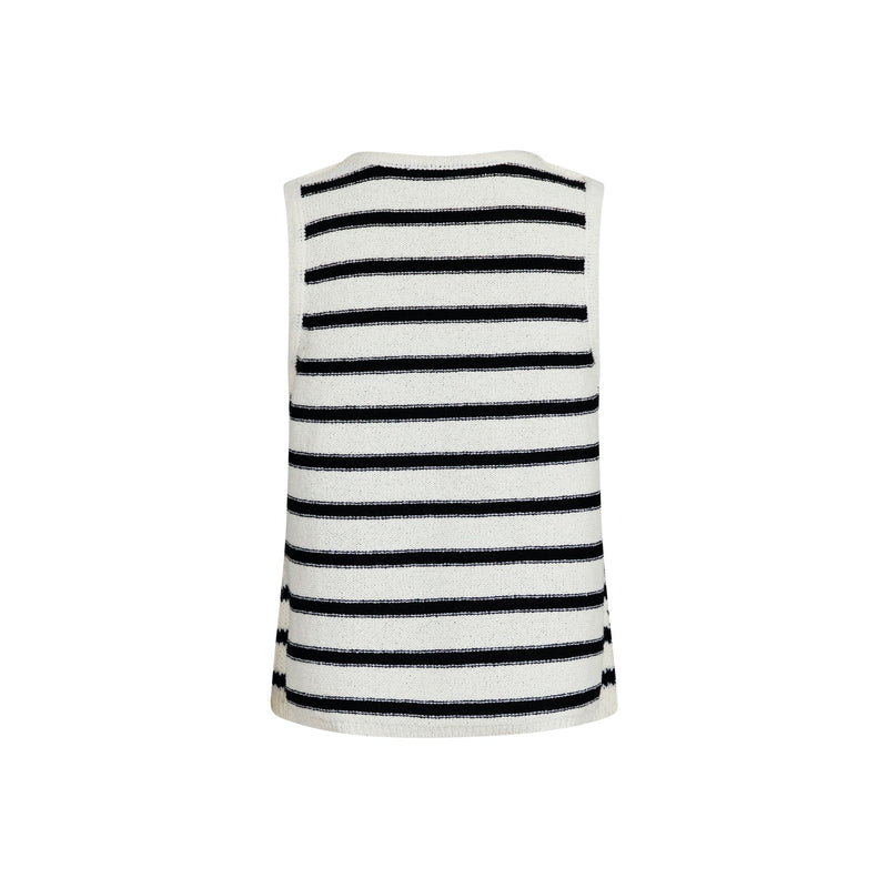 Chira Boucle Knit Stripe Top - Black