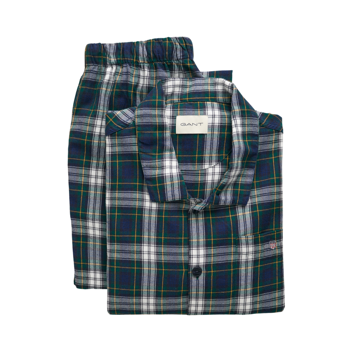 FLANNEL PJ SET SHIRT AND PANTS - Navy