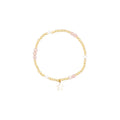 Metal Bead Bracelet W/Stone Beads & Pearls - Rose