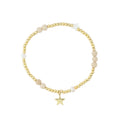 Metal Bead Bracelet W/Stone Beads & Pearls - Sand