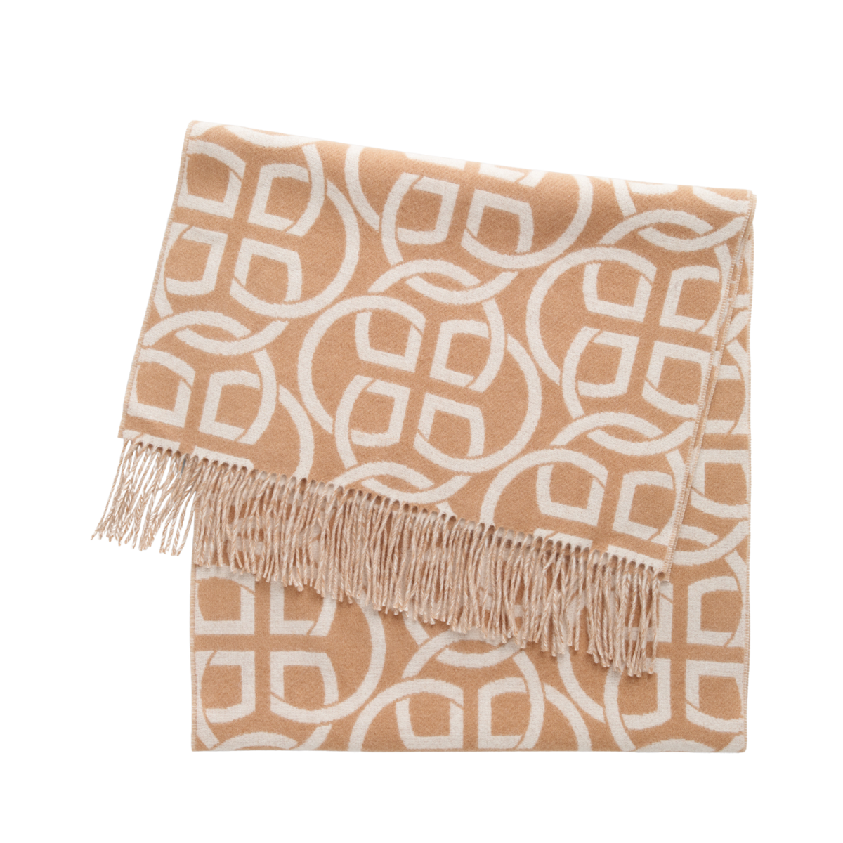 G PATTERN WOOL SCARF - Beige