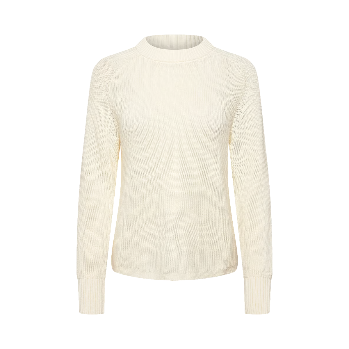 Ribbed Knit Cotton C-Neck - Cream