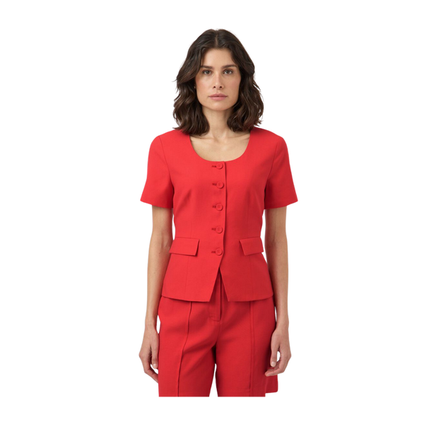 YASBirmo Short Sleeve Blazer - Poinsettia