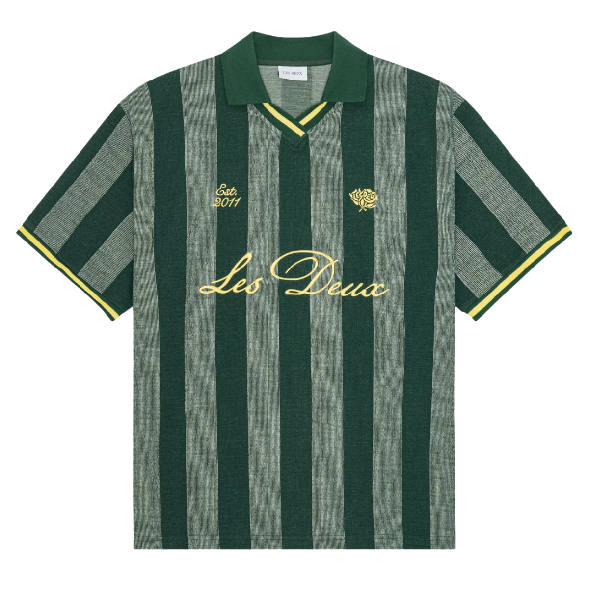 Stripe Jacquard Football Jersey - Pine Green