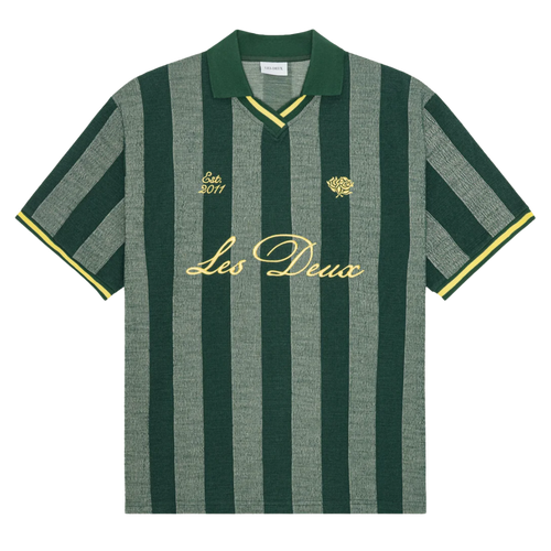 Les Deux STRIPE JACQUARD FOOTBALL JERSEY - PINE GREEN