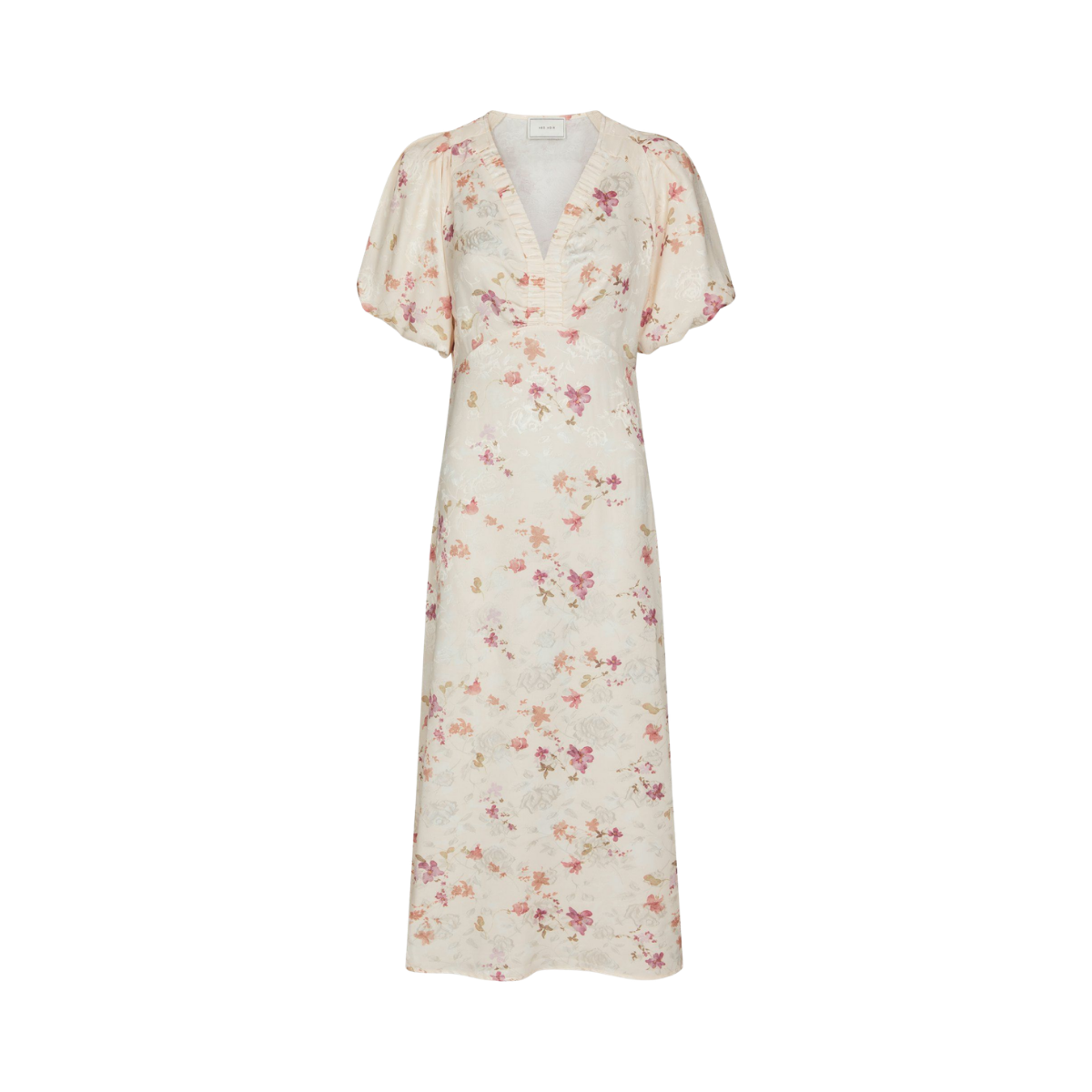 Illana Sateen Print Dress - Creme