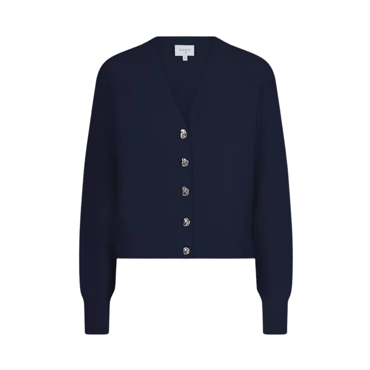 Kyle Cropped Rib Cardigan - Navy