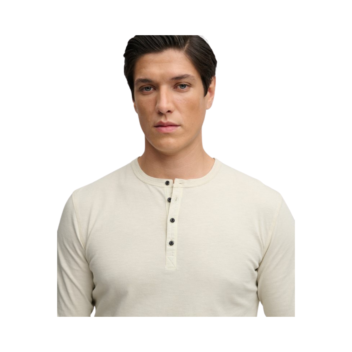 Slub LS Jersey Grandad Top - Rainy Day Grey