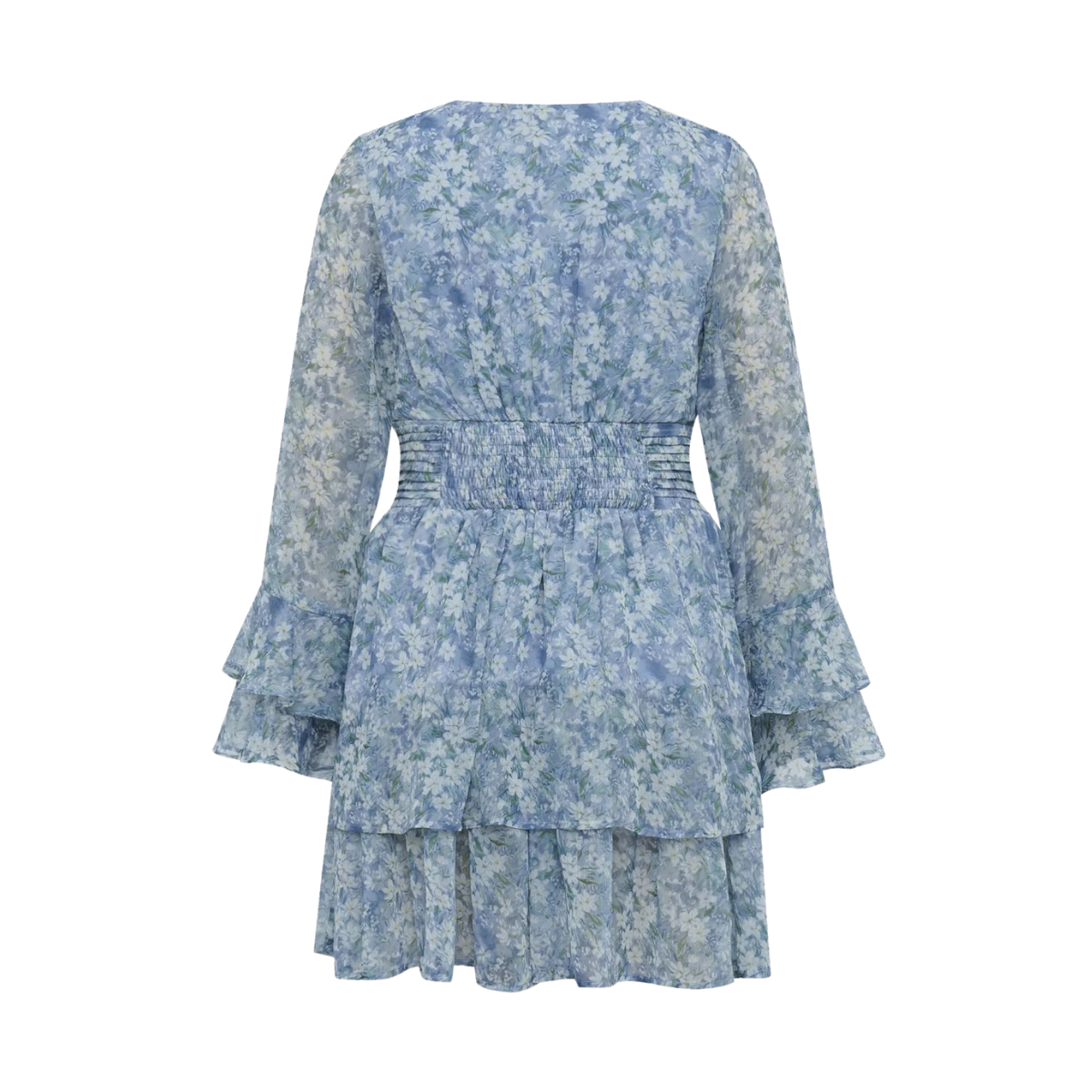 Florella Short Dress - Blue/Off White