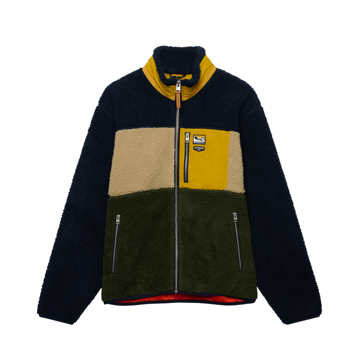 Colour Block Retro Zip Fleece - Eclipse Navy Mix