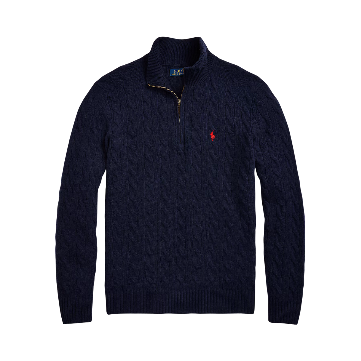 Cable-Knit Wool-Cashmere Zip Sweater - Rustic Navy