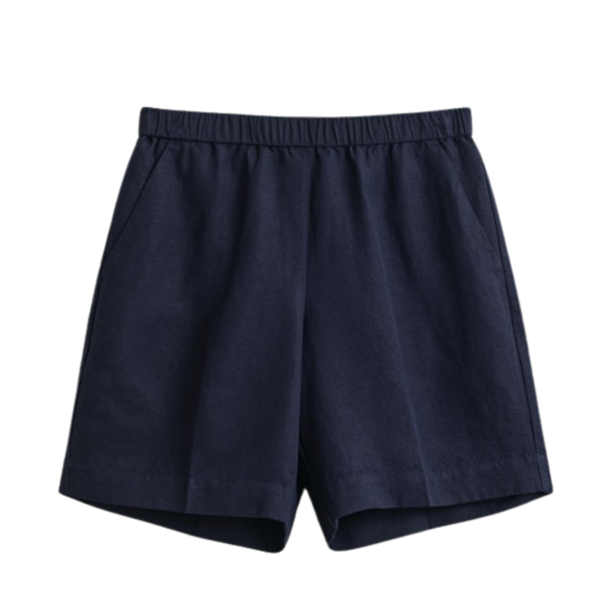 Linen Blend Pull On Shorts - 433 Evening Blue