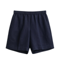 Linen Blend Pull On Shorts - 433 Evening Blue
