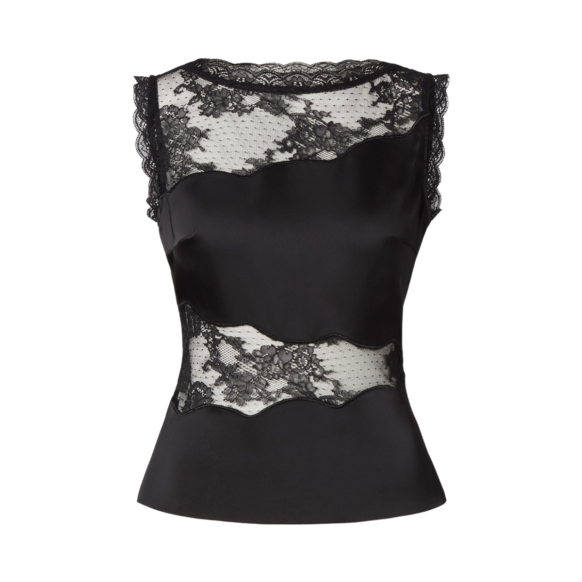 Desire Lace Trimmed Cut Out Top - Black