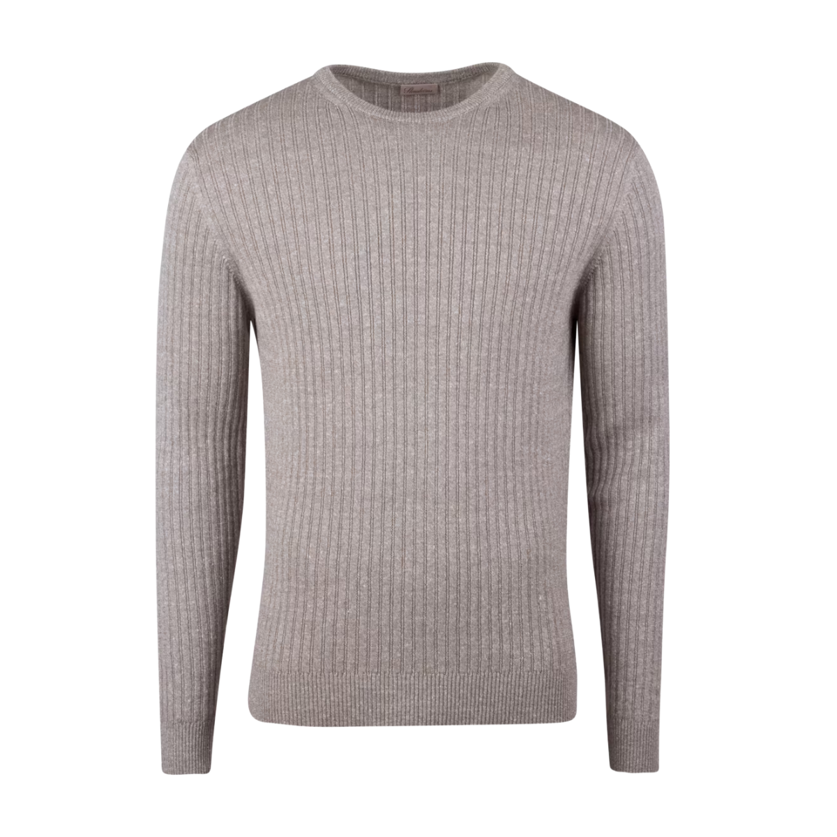 Sweater Knitted Ribbed Linen / Merino Wool - Light Brown