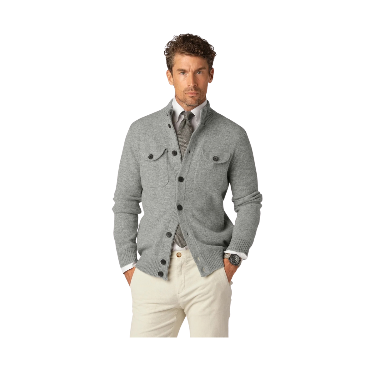 Pocket Cardigan - Light Grey
