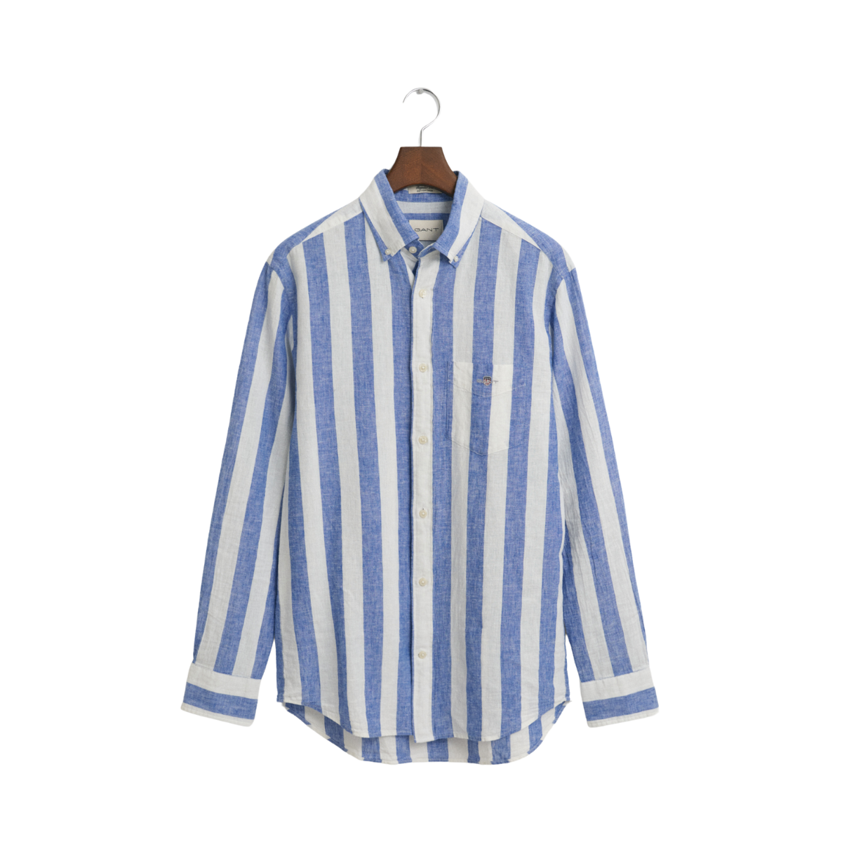 Reg Cotton Linen Bold Stripe Shirt - Rich Blue