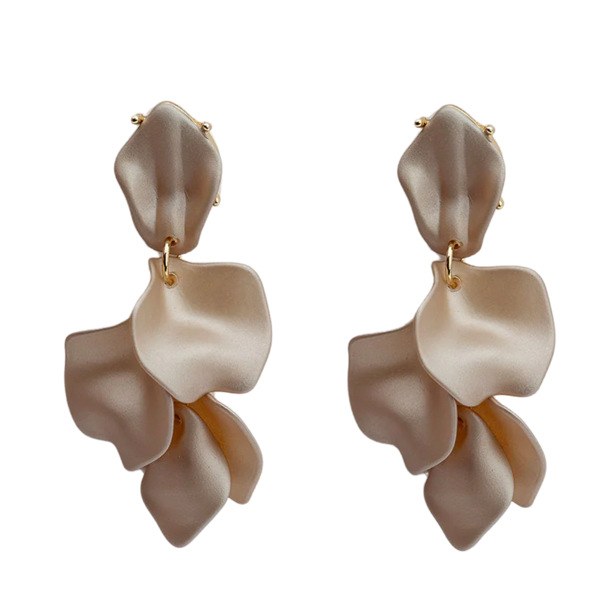 Leaf Earrings Pearl Nougat - Nougat