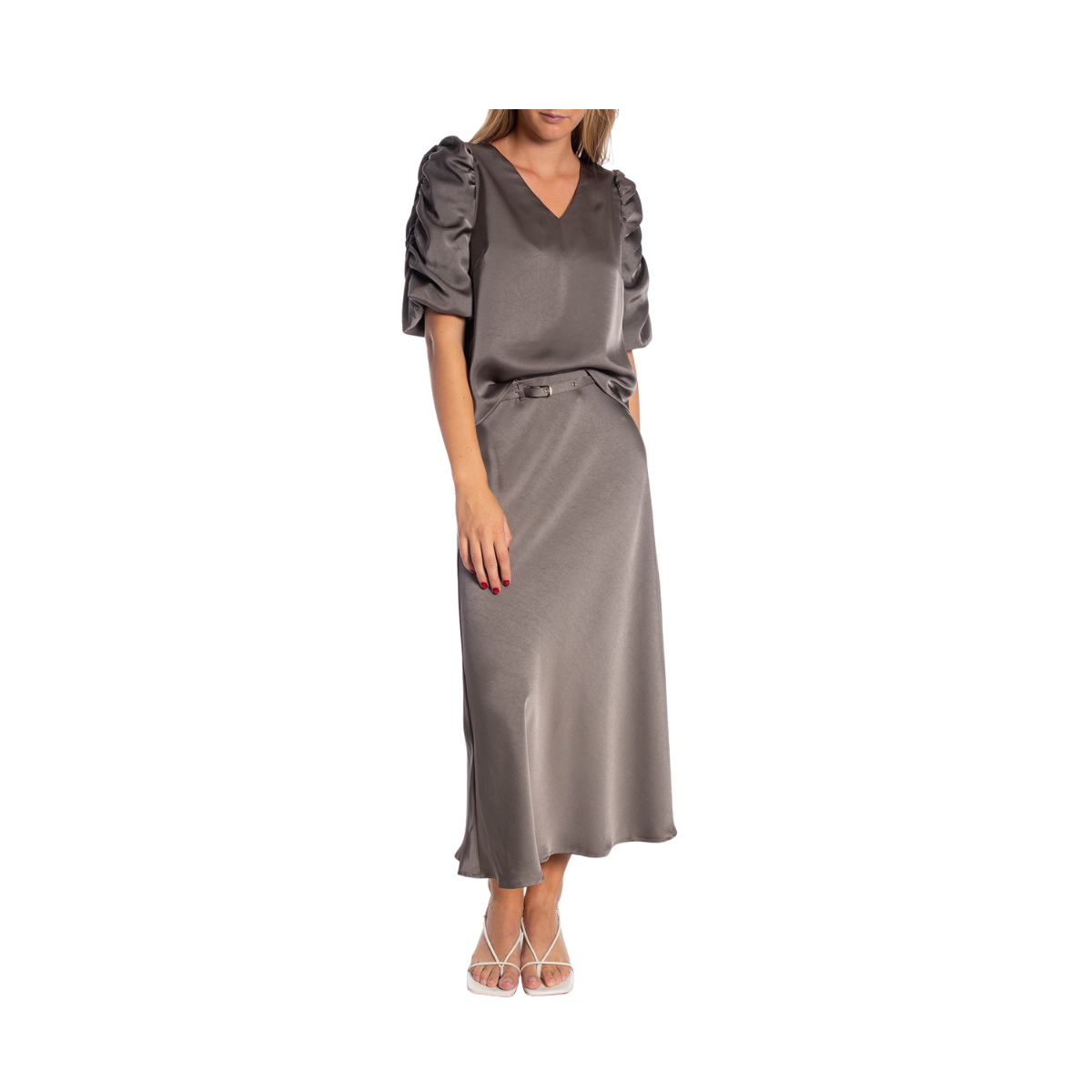 Innell Heavy Sateen Skirt - Warm Grey